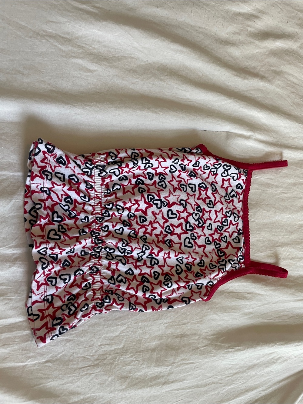 Girls Heart & Star Print Tank Top -  Red, White & Blue